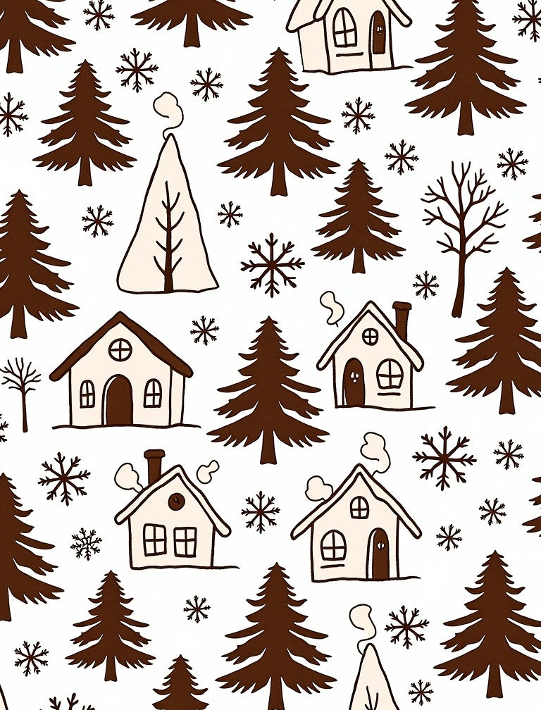Cozy Winter Village Snowflakes Trees Rug