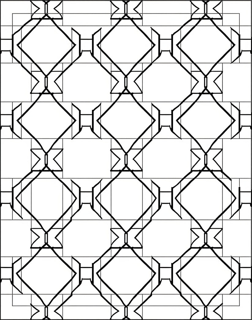 Black White Geometric Diamond Lattice Rug