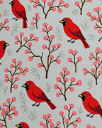 Crimson Cardinals Pink Berry Branches Rug