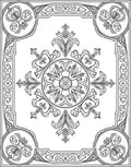 Ornate Gray Floral Medallion Frame Rug