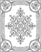 Ornate Gray Floral Medallion Frame Rug