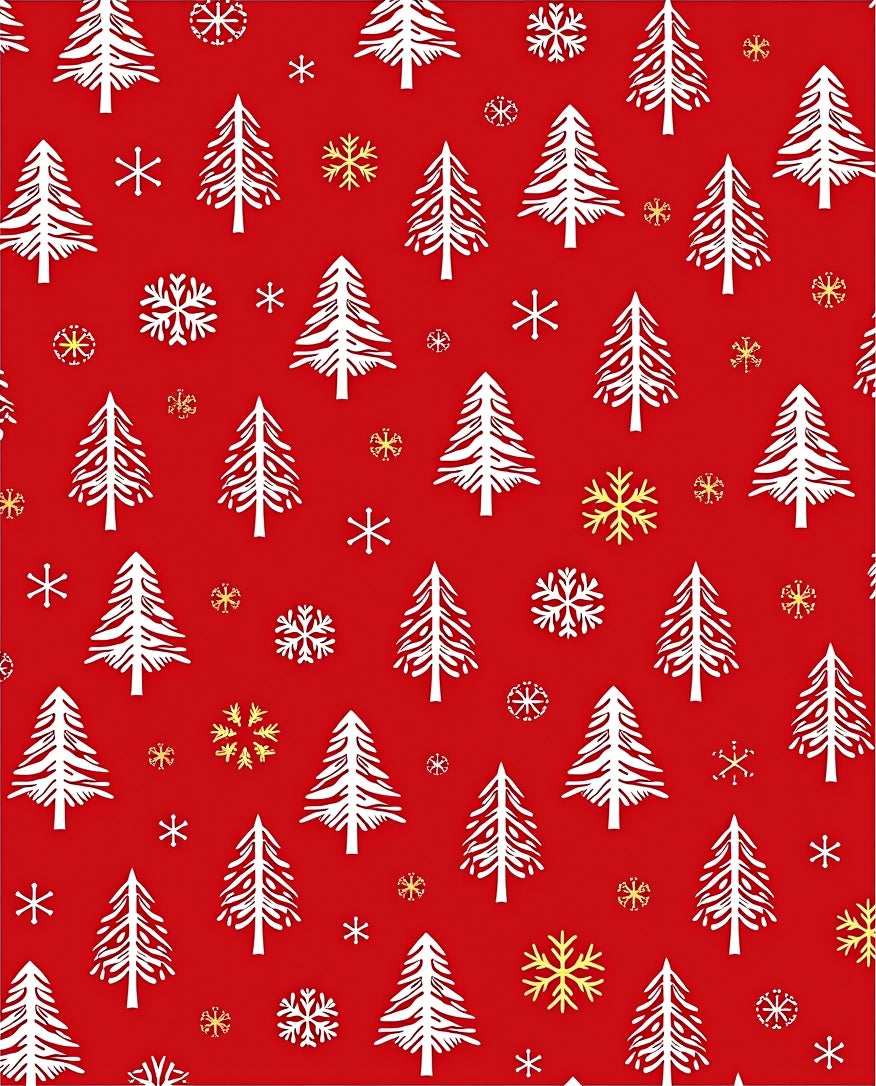 Red White Pine Snowflakes Rug