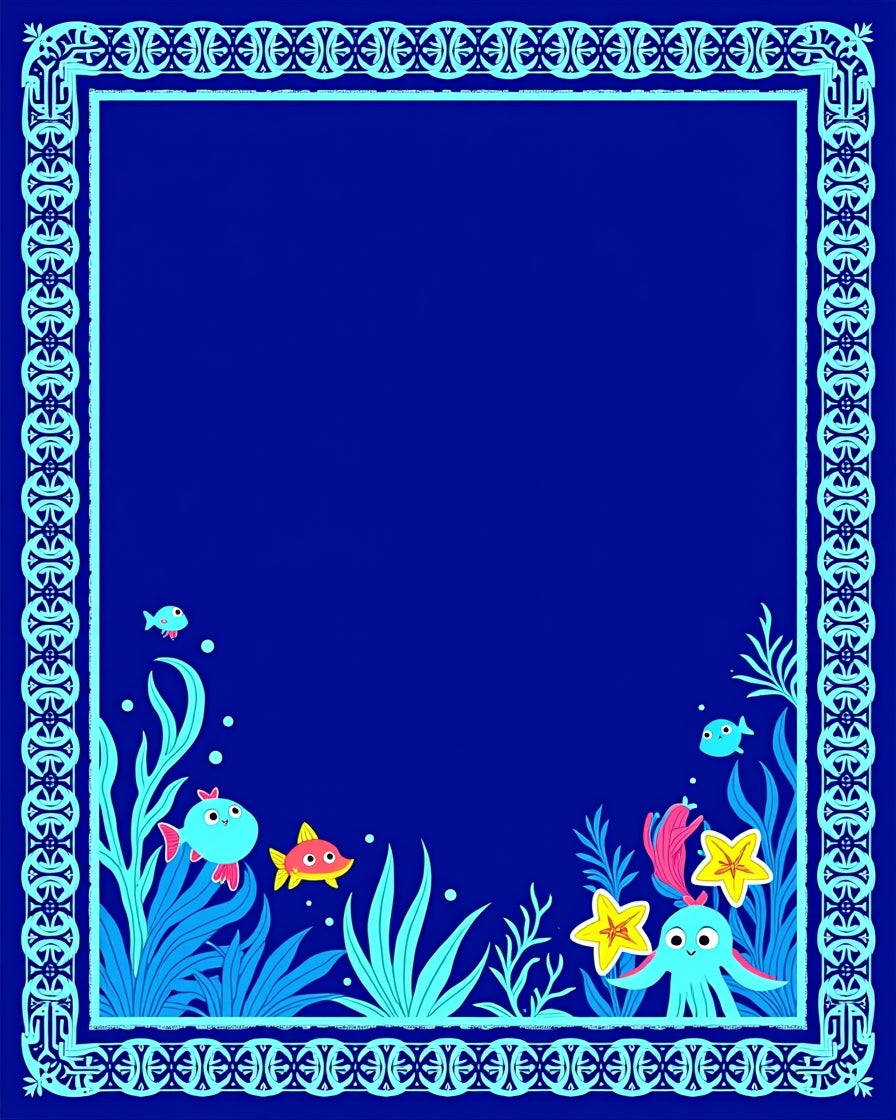 Whimsical Ocean Life Underwater Scene Rug