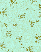 Abstract Gold Swirl Floral Aquamarine Rug