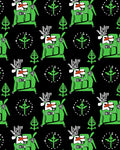 Retro Abstract Green Creature Mandala Rug