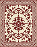 Crimson Medallion Floral Border Rug