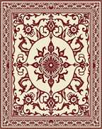 Crimson Medallion Floral Border Rug