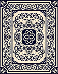 Navy Cream Arabesque Medallion Rug