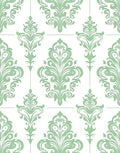 Sage Green Damask Scroll Rug