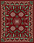 Deep Red Snowflake Garden Medallion Rug