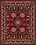 Deep Red Snowflake Garden Medallion Rug