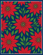 Bold Red Poinsettia Foliage Rug