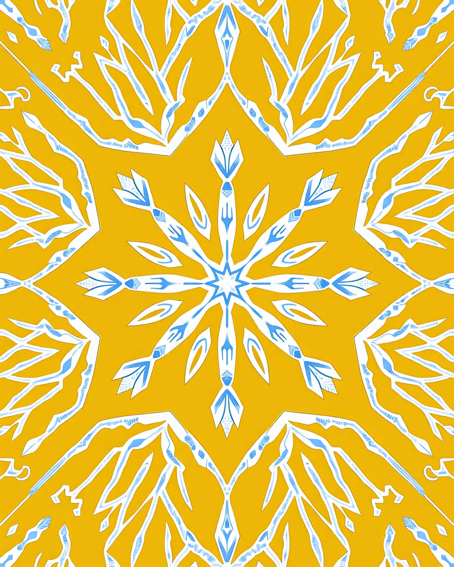 Golden Yellow Starburst Mandala Rug