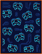Neon Blue Cybernetic Chip Grid Rug