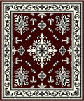 Deep Red and Cream Floral Medallion Rug