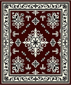 Deep Red and Cream Floral Medallion Rug