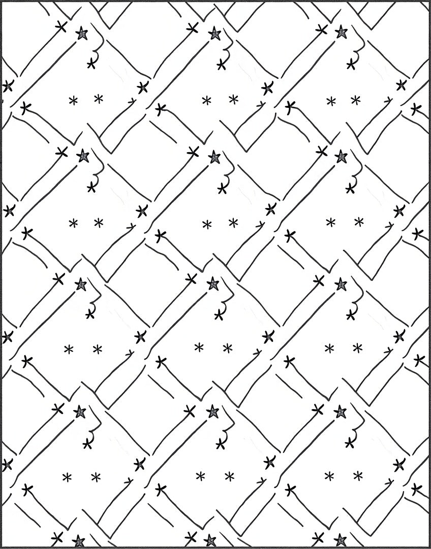 Black White Diamond Stars Lattice Rug