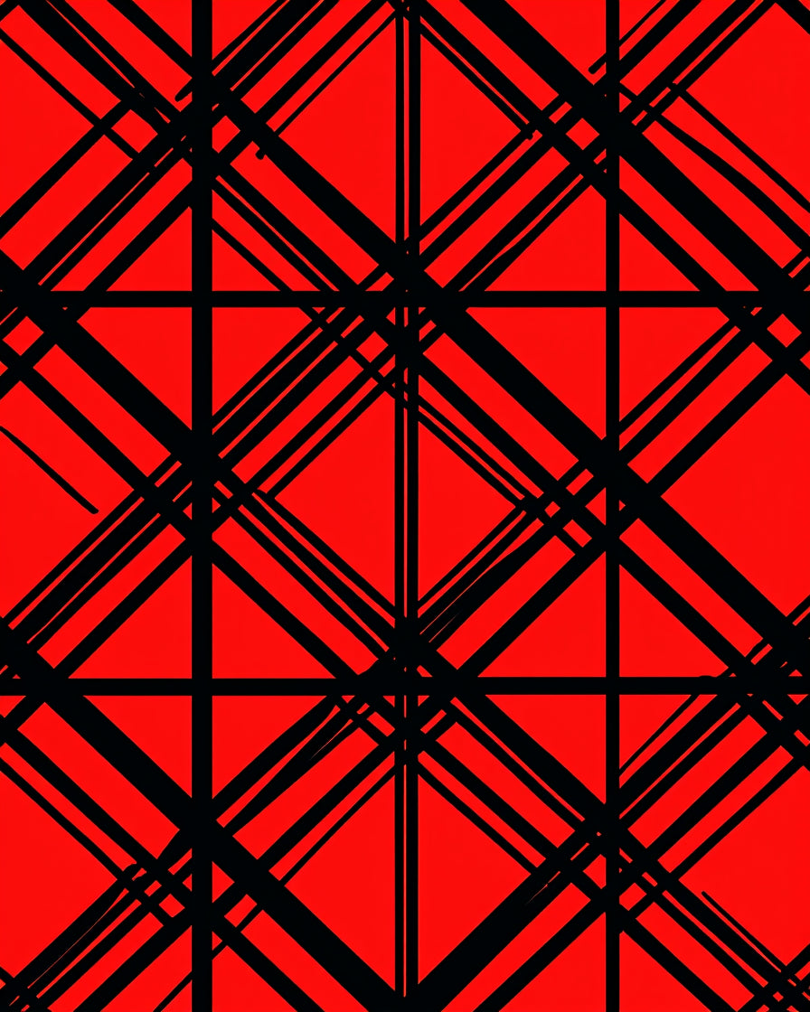 Bold Red Intersecting Lines Rug