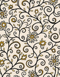 Cream and Gold Floral Vines Rug