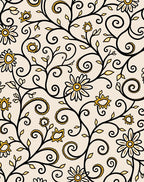 Cream and Gold Floral Vines Rug