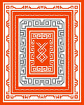 Bold Orange Gray Geometric Layered Rug