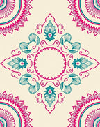 Crimson Teal Mandala Floral Rug