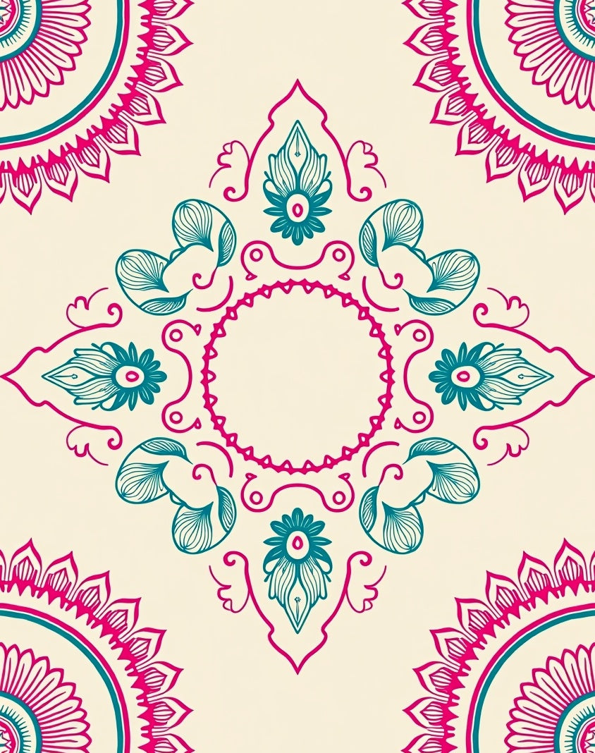 Crimson Teal Mandala Floral Rug
