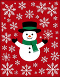 Cheerful Snowman White Snowflake Red Rug