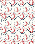 Red Baseball Swirls Cream Rug