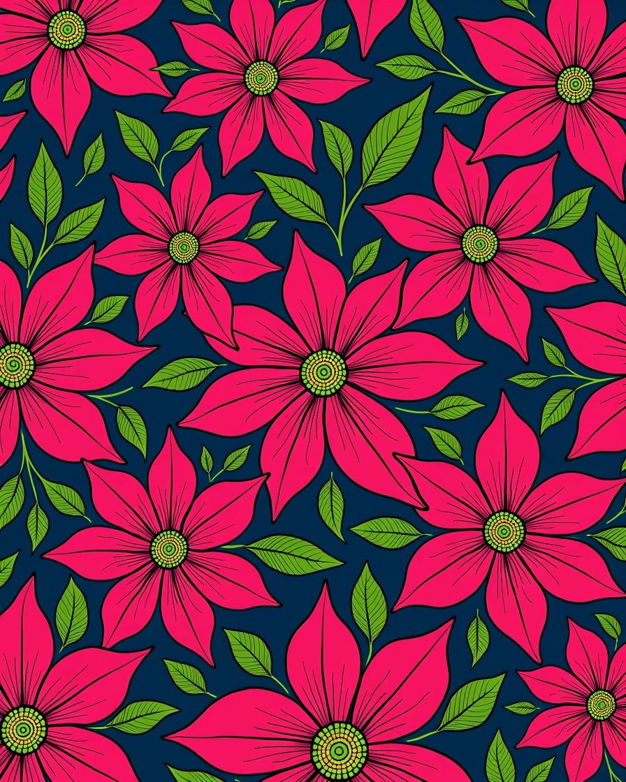 Vibrant Fuchsia Floral Garden Rug