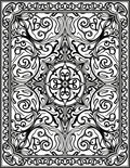 Intricate Black White Floral Medallion Art Rug