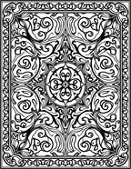 Intricate Black White Floral Medallion Art Rug