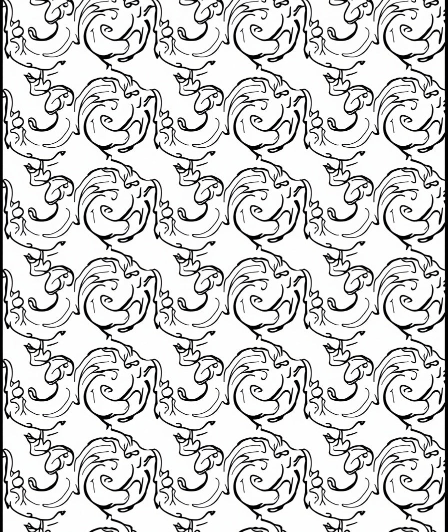 Organic Black Swirls and Loops Rug