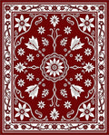 Deep Crimson Floral Medallion Rug