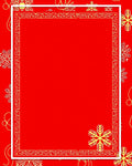 Red Golden Snowflake Geometric Border Rug
