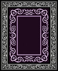 Monochromatic Damask Scroll Border Rug