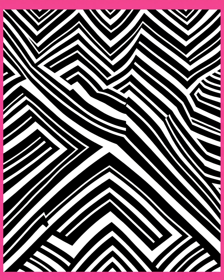Bold Black White Zigzag Lines Rug