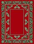 Crimson Bordered Green Leaf Medallion Rug