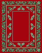 Crimson Bordered Green Leaf Medallion Rug