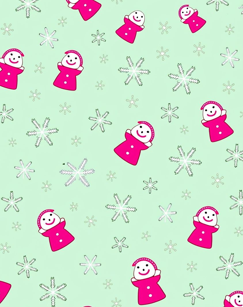 Pink Snowman Snowflake Fun Rug