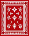 Red White Snowflake Bordered Christmas Rug
