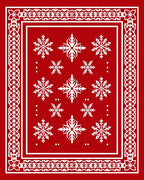 Red White Snowflake Bordered Christmas Rug