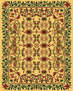 Golden Saffron Floral Animal Border Rug