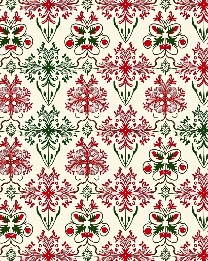 Red and Green Ornate Floral Medallion Rug