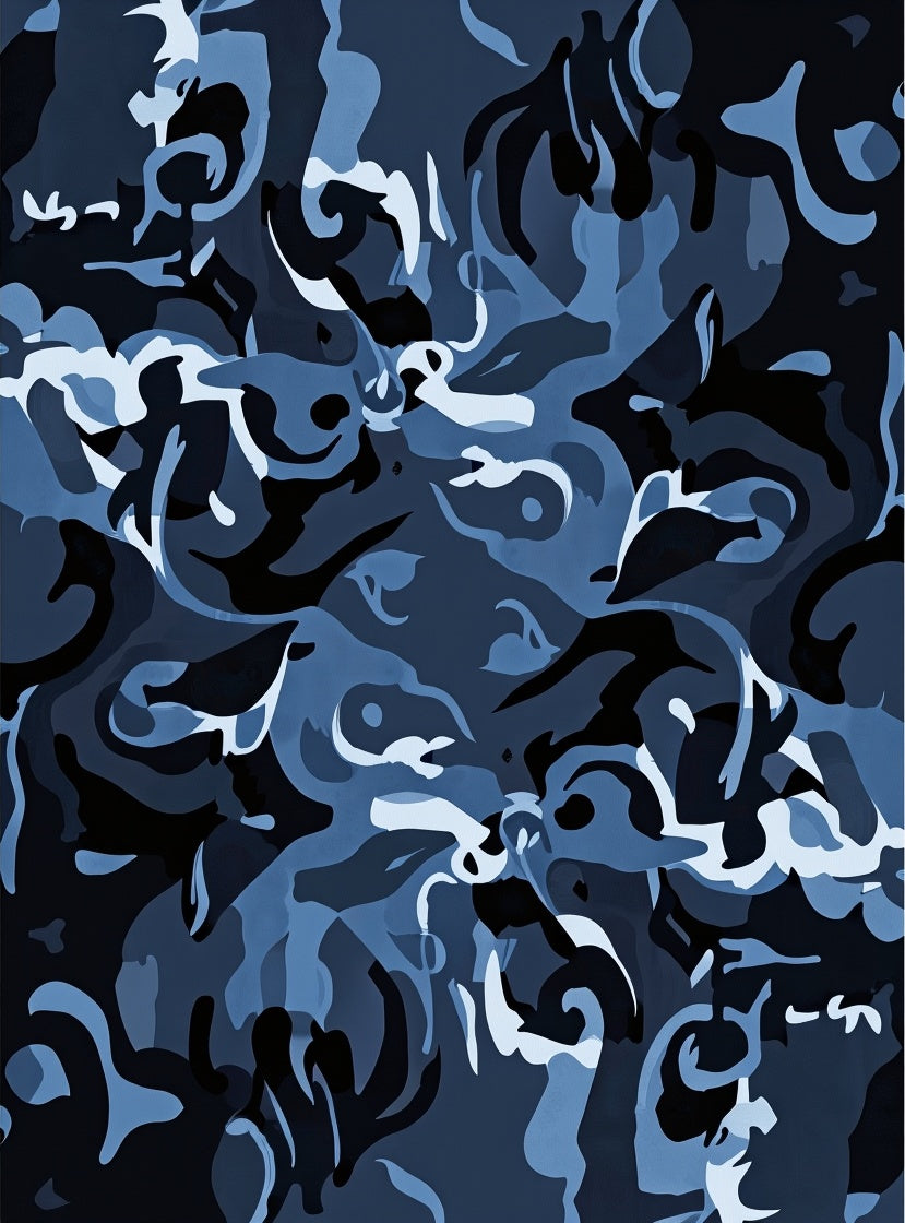 Navy Blue Urban Camouflage Splash Rug