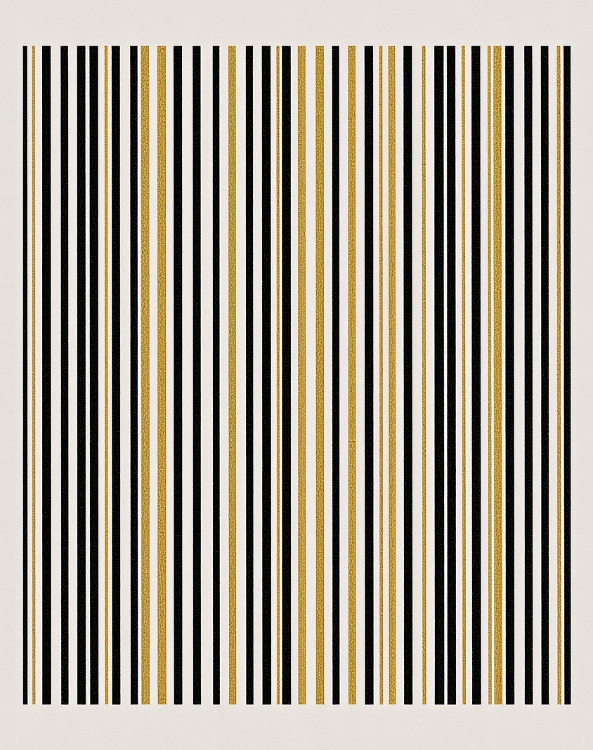 Glamorous Black Gold Vertical Stripe Rug