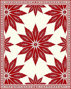Crimson Floral Medallion Cream Border Rug