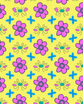 Bright Yellow Pink Blue Floral Scatter Rug
