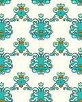 Aqua Teal Orange Medallion Scroll Rug