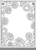 Whimsical Floral Border Black and White Rug